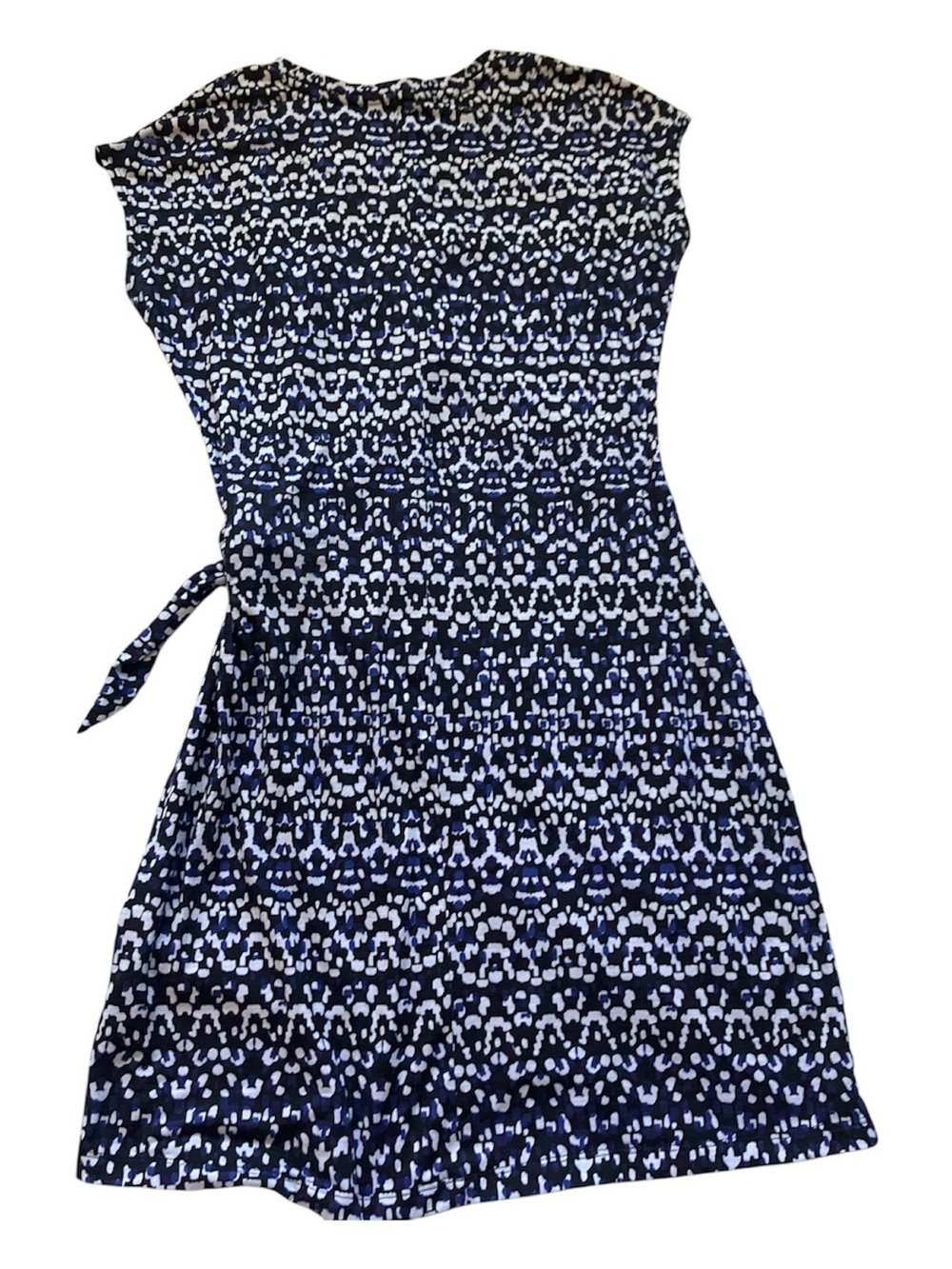 Nicole Miller Blue Side Knot Cap-Sleeve Printed Sheath Dress size S - Picture 5 of 8